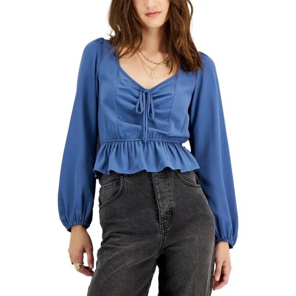 Kingston Grey Tops - Kingston Grey Juniors' Sweetheart-Neck Ruffled-Hem Top, Size L, New